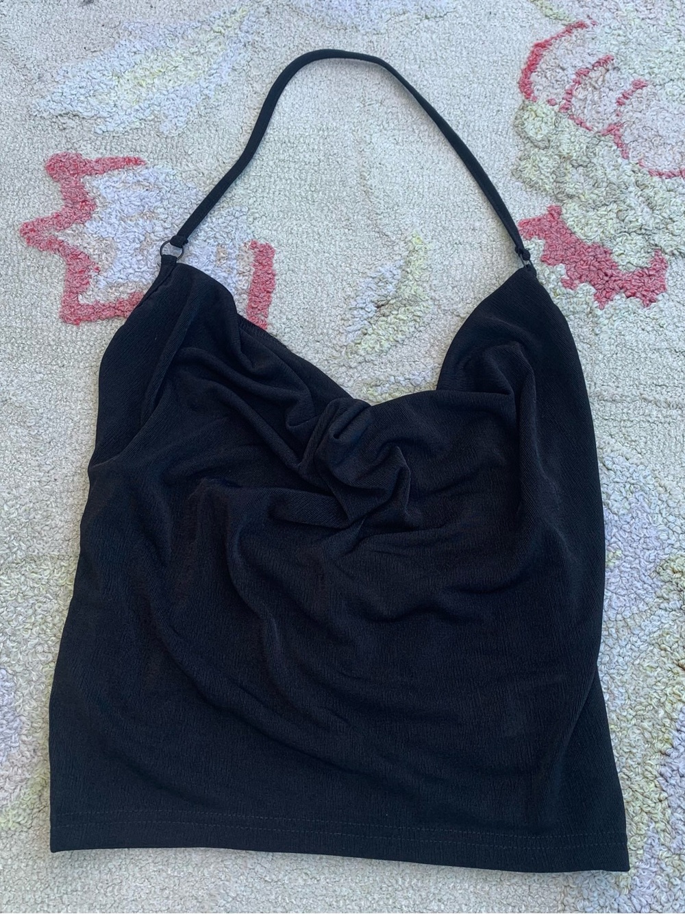 SHEIN Black Cowl Neck Halter Top Draped Going Out Cami Size small